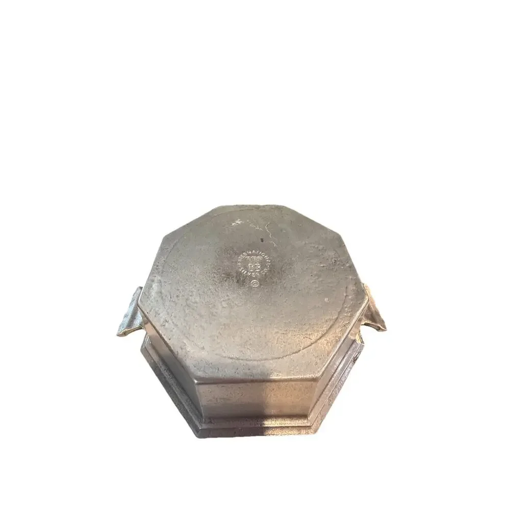 International Silver‎ Co Pewter Rustic Farmhouse Covered Casserole Dish w/Lid